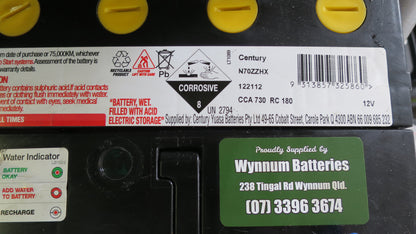 CENTURY BATTERY HI PERFORANCE N70ZZHX MF 18mths WARRANTY 730CCA